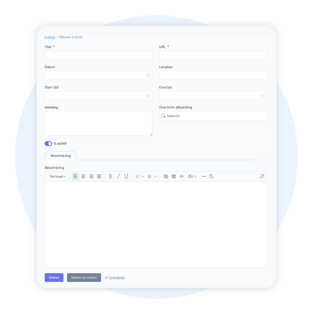 Evenementen toevoegen