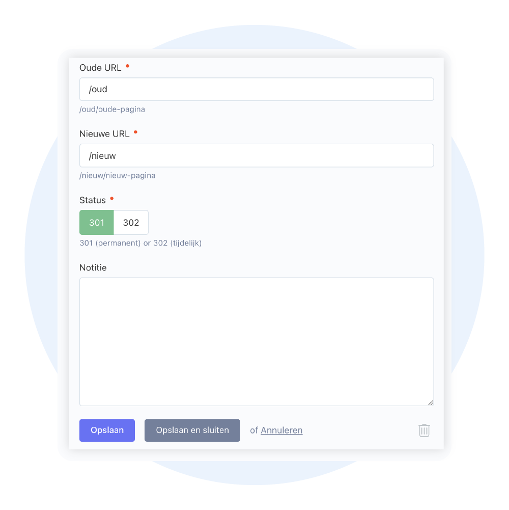 Eenvoudige omleiding setup 