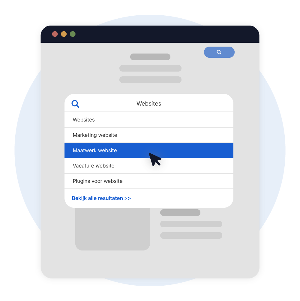 Resultaten in pop-up